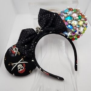 Very HtF Disney PIRATE Minnie Mouse EARS w/Rhinestones • Adult • Clean